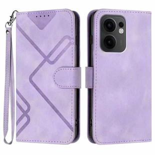 For OPPO Reno13 F 4G / 5G Line Pattern Skin Feel Leather Phone Case(Light Purple)