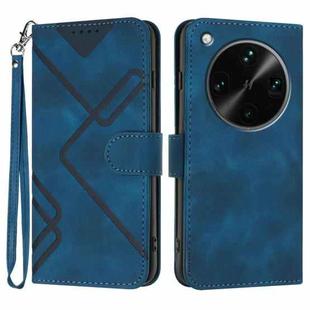 For OPPO Find X8 Ultra Line Pattern Skin Feel Leather Phone Case(Royal Blue)