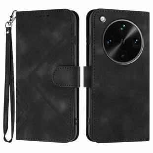 For OPPO Find X8 Ultra Line Pattern Skin Feel Leather Phone Case(Black)