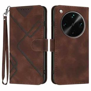 For OPPO Find X8 Ultra Line Pattern Skin Feel Leather Phone Case(Coffee)