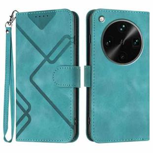 For OPPO Find X8 Ultra Line Pattern Skin Feel Leather Phone Case(Light Blue)