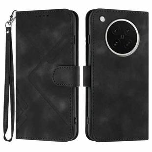 For OPPO Find X8s Line Pattern Skin Feel Leather Phone Case(Black)