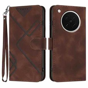 For OPPO Find X8s Line Pattern Skin Feel Leather Phone Case(Coffee)
