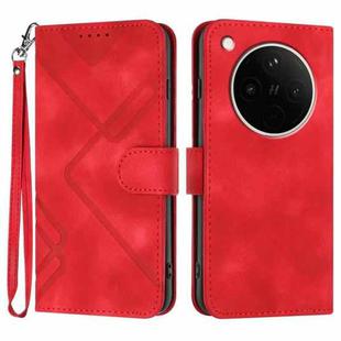 For OPPO Find X8s+ Line Pattern Skin Feel Leather Phone Case(Red)