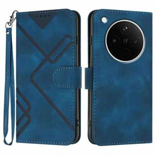 For OPPO Find X8s+ Line Pattern Skin Feel Leather Phone Case(Royal Blue)