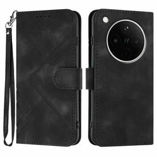 For OPPO Find X8s+ Line Pattern Skin Feel Leather Phone Case(Black)