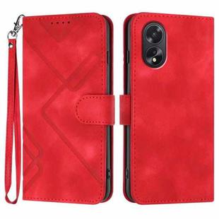 For OPPO A38 /  A18 Line Pattern Skin Feel Leather Phone Case(Red)