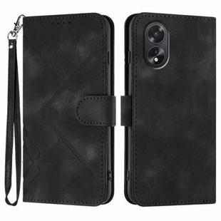 For OPPO A38 /  A18 Line Pattern Skin Feel Leather Phone Case(Black)