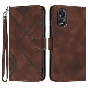 For OPPO A38 /  A18 Line Pattern Skin Feel Leather Phone Case(Coffee)