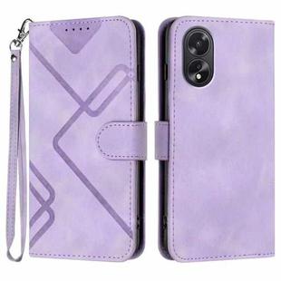 For OPPO A38 /  A18 Line Pattern Skin Feel Leather Phone Case(Light Purple)