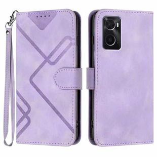 For OPPO A36 / A76 / A96 / K10 4G Line Pattern Skin Feel Leather Phone Case(Light Purple)