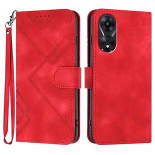For OPPO A78 5G / A1x Line Pattern Skin Feel Leather Phone Case(Red)