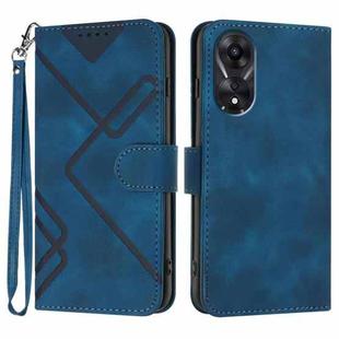 For OPPO A78 5G / A1x Line Pattern Skin Feel Leather Phone Case(Royal Blue)