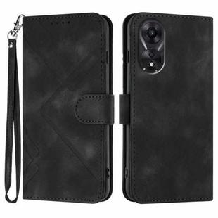 For OPPO A78 5G / A1x Line Pattern Skin Feel Leather Phone Case(Black)