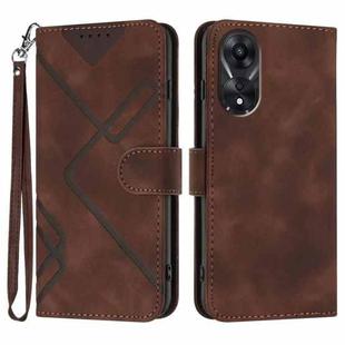 For OPPO A78 5G / A1x Line Pattern Skin Feel Leather Phone Case(Coffee)