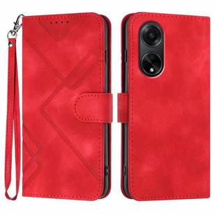 For OPPO A98 5G Line Pattern Skin Feel Leather Phone Case(Red)