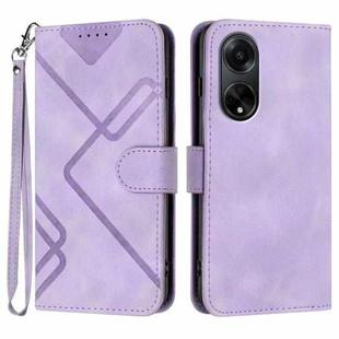 For OPPO A98 5G Line Pattern Skin Feel Leather Phone Case(Light Purple)