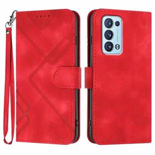 For OPPO Reno6 Pro+ 5G Line Pattern Skin Feel Leather Phone Case(Red)