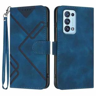 For OPPO Reno6 Pro+ 5G Line Pattern Skin Feel Leather Phone Case(Royal Blue)