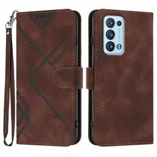 For OPPO Reno6 Pro+ 5G Line Pattern Skin Feel Leather Phone Case(Coffee)