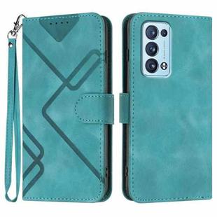 For OPPO Reno6 Pro+ 5G Line Pattern Skin Feel Leather Phone Case(Light Blue)