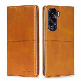 For Honor X50i 5G / 9 Lite Cow Texture Magnetic Leather Phone Case(Light Brown)