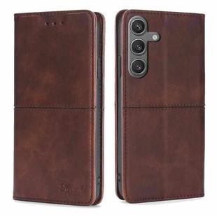 For Samsung Galaxy S24 5G Cow Texture Magnetic Leather Phone Case(Dark Brown)