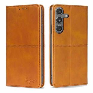 For Samsung Galaxy S24 5G Cow Texture Magnetic Leather Phone Case(Light Brown)