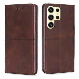 For Samsung Galaxy S24 Ultra 5G Cow Texture Magnetic Leather Phone Case(Dark Brown)