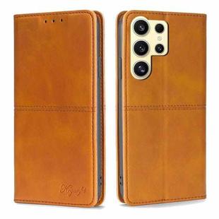 For Samsung Galaxy S24 Ultra 5G Cow Texture Magnetic Leather Phone Case(Light Brown)