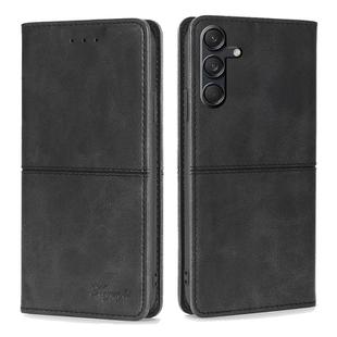 For Samsung Galaxy M55 5G Cow Texture Magnetic Leather Phone Case(Black)
