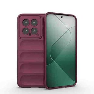 For Xiaomi 14 5G Magic Shield TPU + Flannel Phone Case(Wine Red)