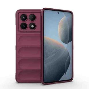 For Xiaomi Redmi K70E 5G Magic Shield TPU + Flannel Phone Case(Wine Red)