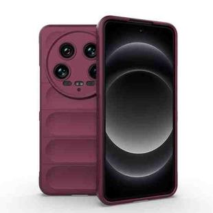 For Xiaomi 14 Ultra Magic Shield TPU + Flannel Phone Case(Wine Red)