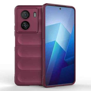 For vivo iQOO Z7x Magic Shield TPU + Flannel Phone Case(Wine Red)