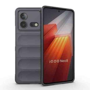 For vivo iQOO Neo8 Magic Shield TPU + Flannel Phone Case(Dark Grey)