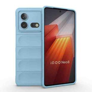 For vivo iQOO Neo8 Magic Shield TPU + Flannel Phone Case(Light Blue)