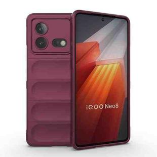 For vivo iQOO Neo8 Magic Shield TPU + Flannel Phone Case(Wine Red)
