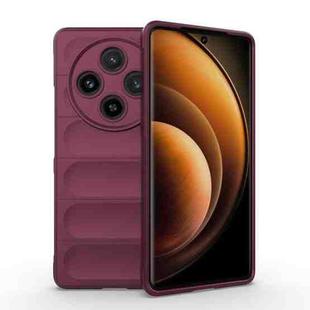 For vivo X100 5G Magic Shield TPU + Flannel Phone Case(Wine Red)