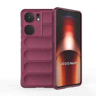 For vivo iQOO Neo9 Magic Shield TPU + Flannel Phone Case(Wine Red)