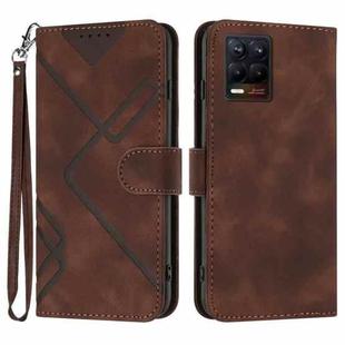 For Realme 8 4G / 8 Pro Line Pattern Skin Feel Leather Phone Case(Coffee)
