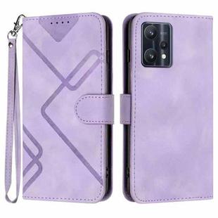 For Realme 9 Pro+ Line Pattern Skin Feel Leather Phone Case(Light Purple)