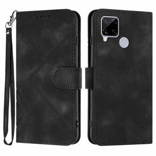 For Realme Narzo 30A/C25/C25s Line Pattern Skin Feel Leather Phone Case(Black)
