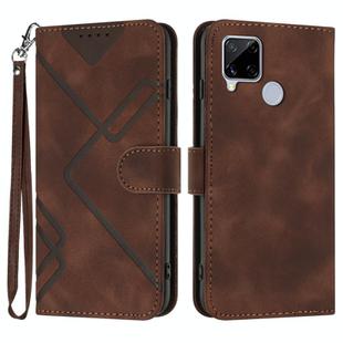 For Realme Narzo 30A/C25/C25s Line Pattern Skin Feel Leather Phone Case(Coffee)