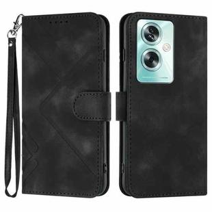 For OPPO A79 Line Pattern Skin Feel Leather Phone Case(Black)