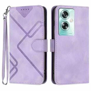 For OPPO A79 Line Pattern Skin Feel Leather Phone Case(Light Purple)
