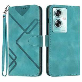 For OPPO A79 Line Pattern Skin Feel Leather Phone Case(Light Blue)