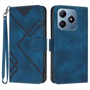 For Realme C63 / C61 Global Line Pattern Skin Feel Leather Phone Case(Royal Blue)