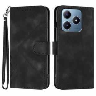 For Realme C63 / C61 Global Line Pattern Skin Feel Leather Phone Case(Black)