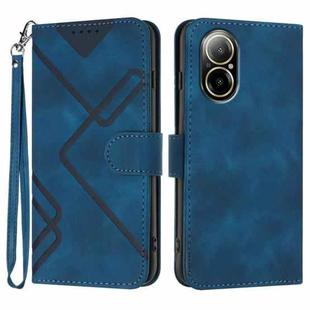 For Realme  12 Lite / C67 4G Global Line Pattern Skin Feel Leather Phone Case(Royal Blue)